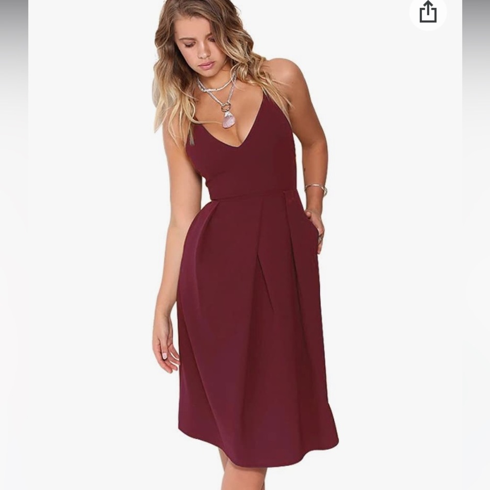 Beautiful color wine  dress ,V neck adjustable straps new with tags, zipper